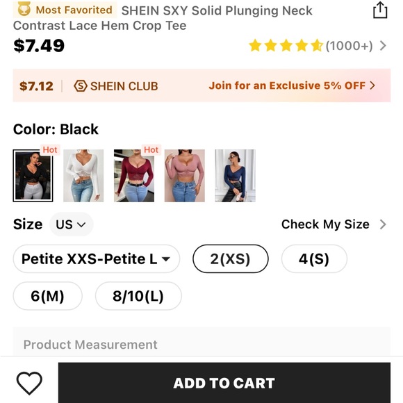 SHEIN XS crop top with lace Unfortunately my arms are to long for it 😩 - Picture 3 of 5